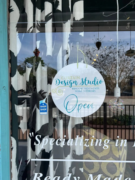 Custom Open Closed Business Logo Sign in window made by Business Signs & More