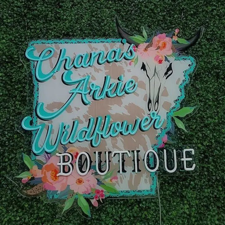 Lighted Boutique Logo Sign | Custom Neon + Full Color Print - Business Signs & More