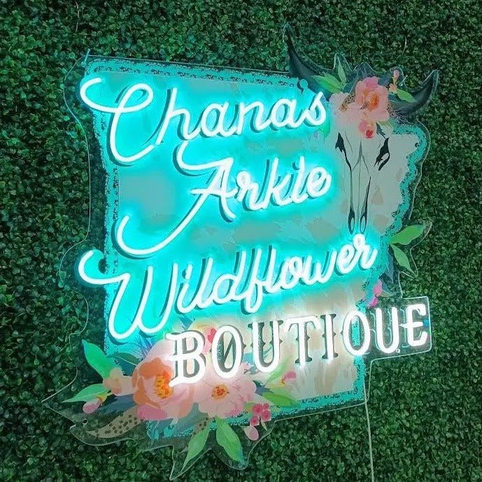 Lighted Boutique Logo Sign | Custom Neon + Full Color Print - Business Signs & More