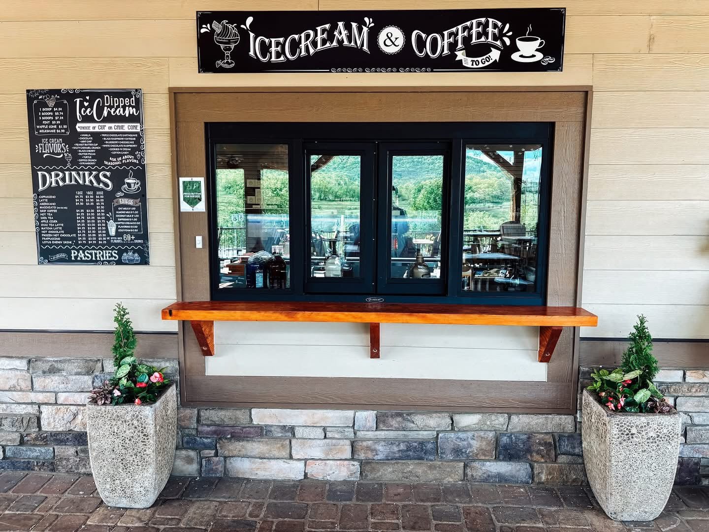 restaurant cafe custom signs at walk up window