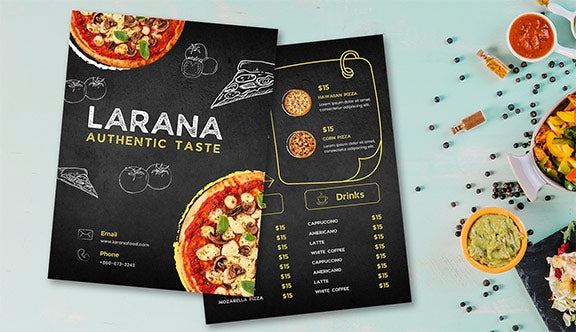 custom menu design pizza restaurant