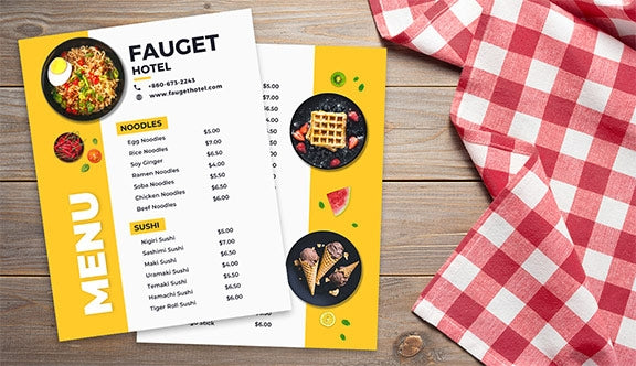 custom menu design hospitality services