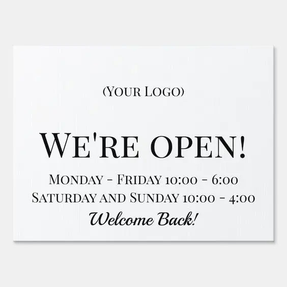 custom business information sign store hours 