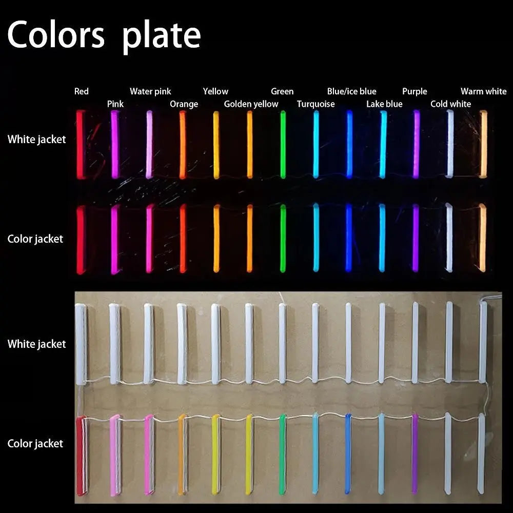 LED neon color chart.