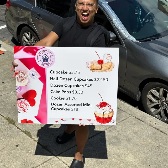 custom menu board happy customer