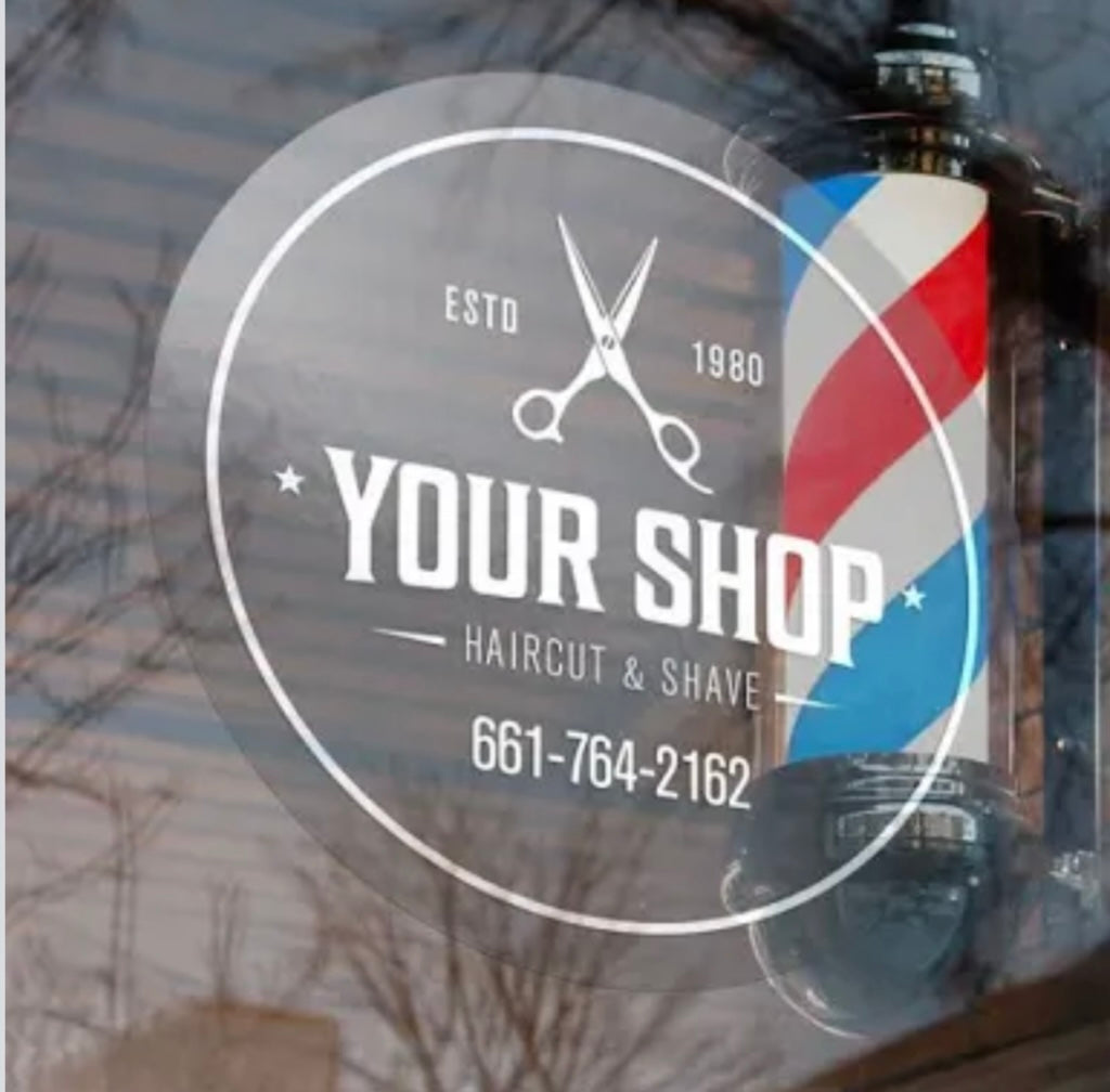 barber shop window cling custom business