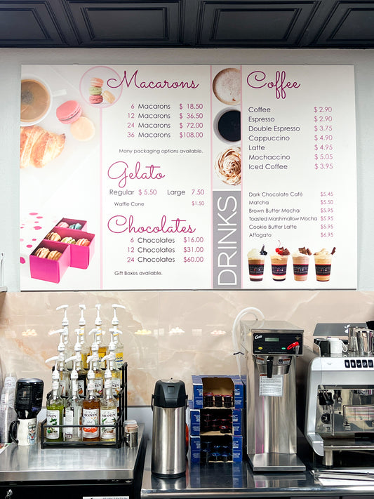 custom printed menu board sign for wall cafe restaurant coffee shop business