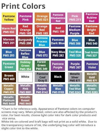 custom kraft shopping bags color chart