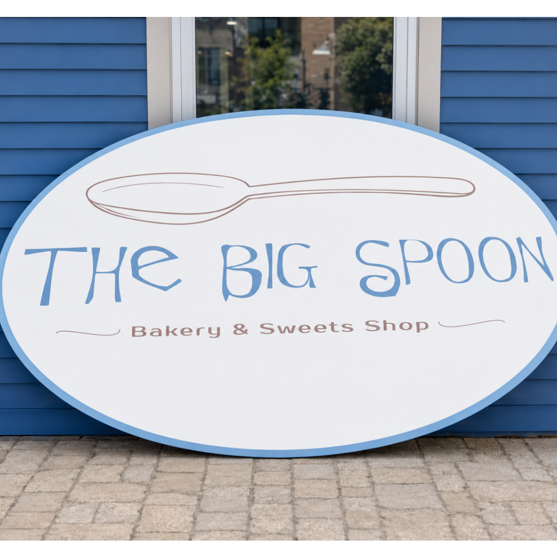 large outdoor restaurant sign made from dibond with full color business logo