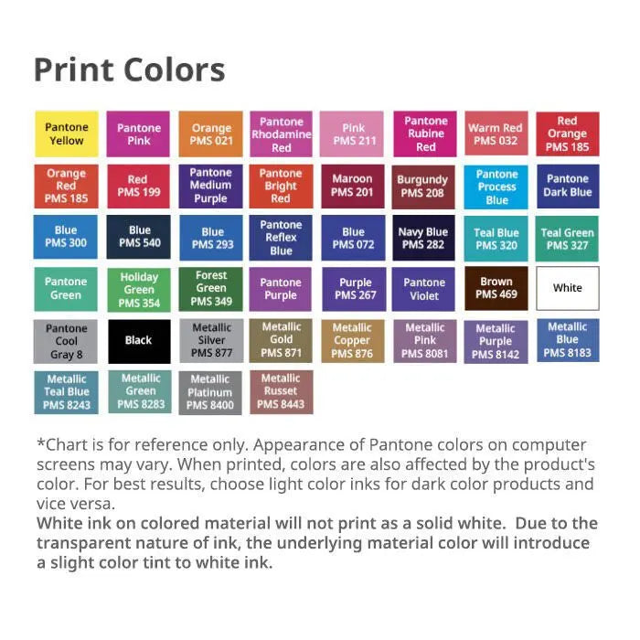 custom plastic shopping bags color chart