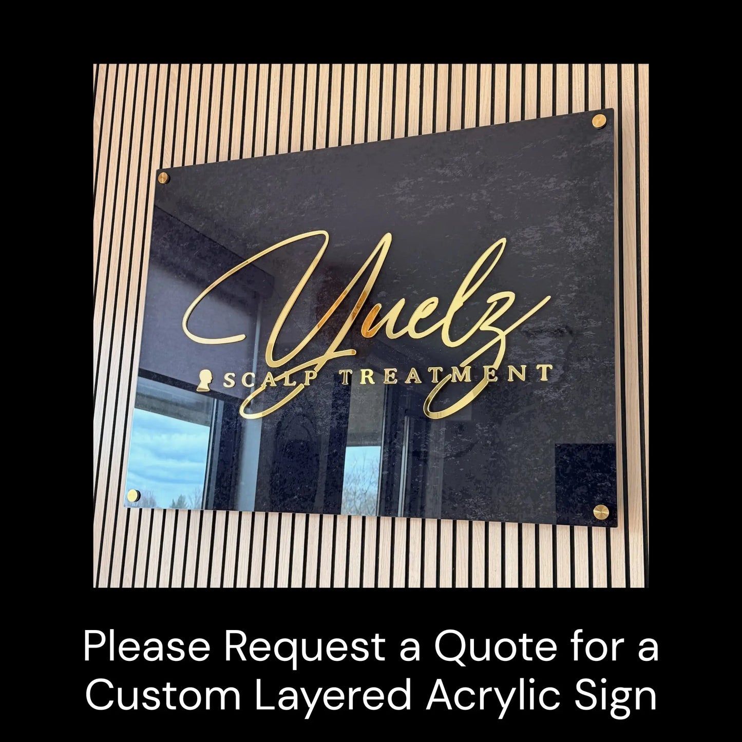 business logo sign acrylic print with gold letters request a quote