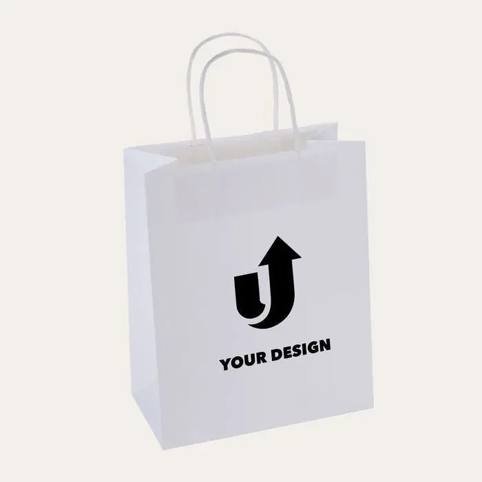 white paper shopping bag with custom logo print