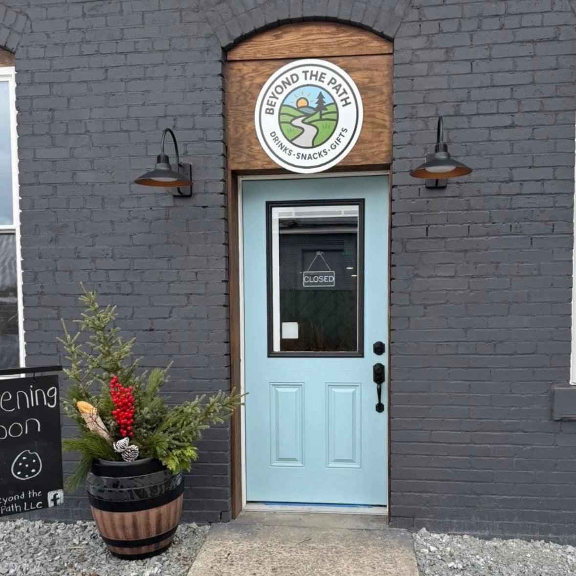 custom logo business signs installed on storefront outdoor