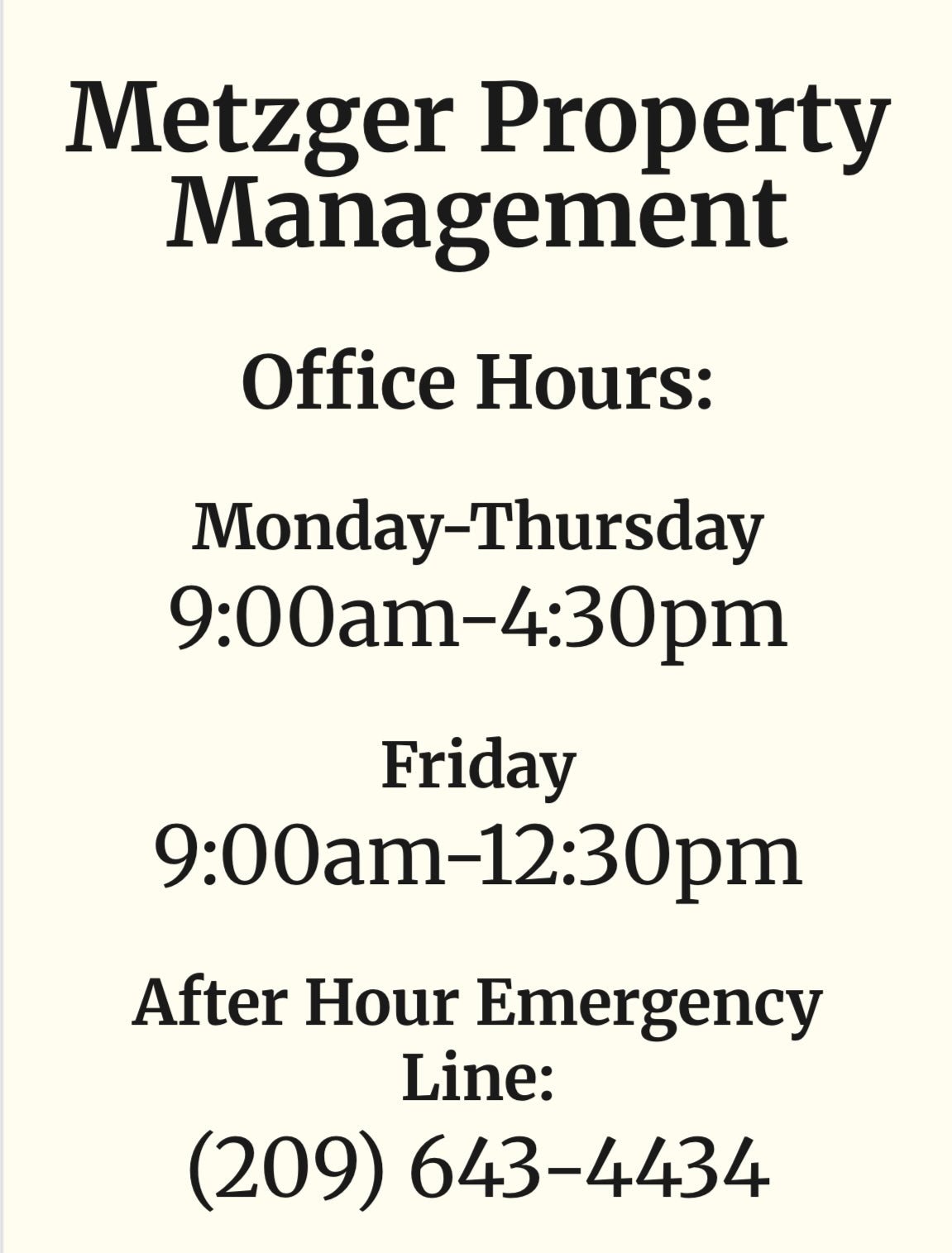 Property Management Sign – Custom Business Hours & Wayfinding Signage | Durable Office Signs - Business Signs & More