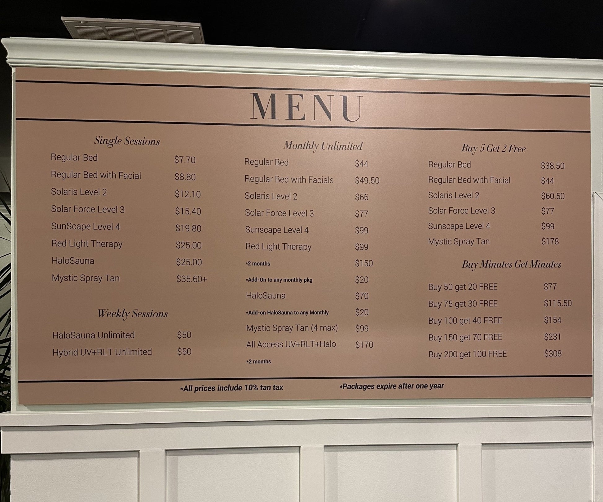 Salon Menu Board Price List - Business Signs & More